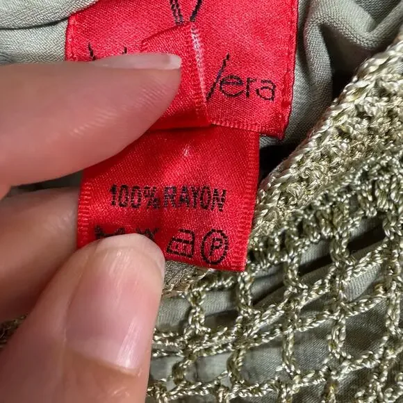 Very Vera Crochet Maxi Skirt Boho Open Knit Olive Festival Layering Sz XL - Picture 3 of 4